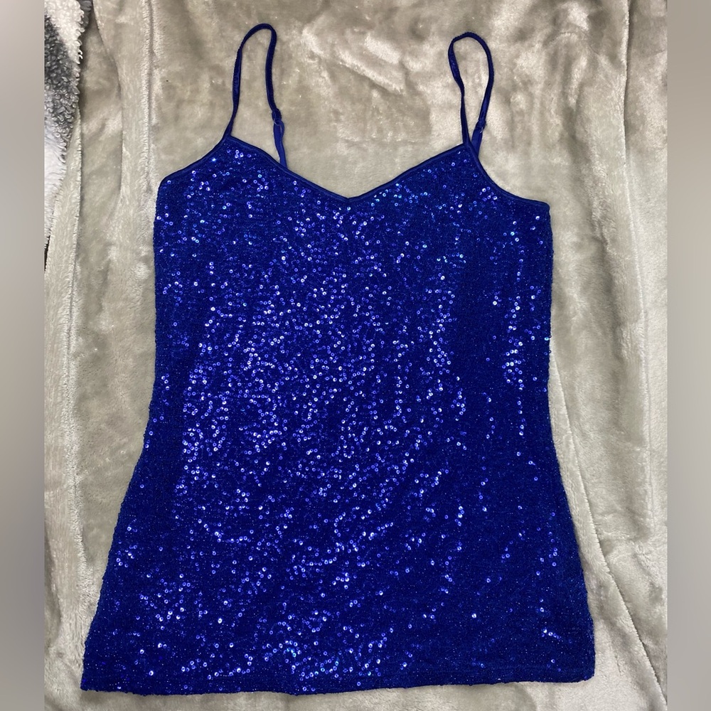 Blue sequin top